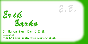 erik barho business card